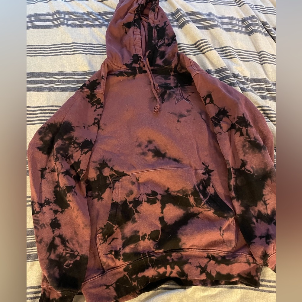 Jeffrey Star Burgundy Tie Dye Hoodie
